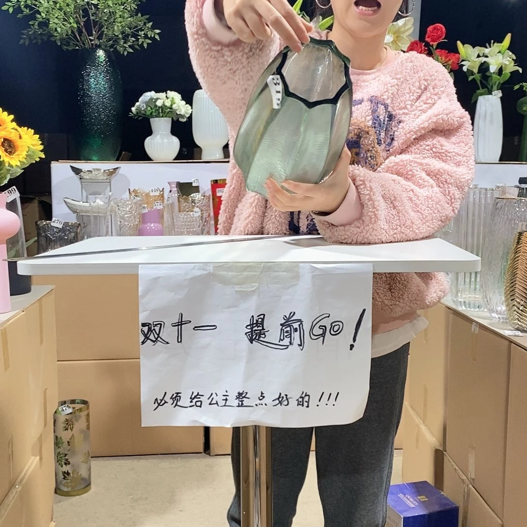 319高度38口部9玻璃花瓶嘎嘎好看