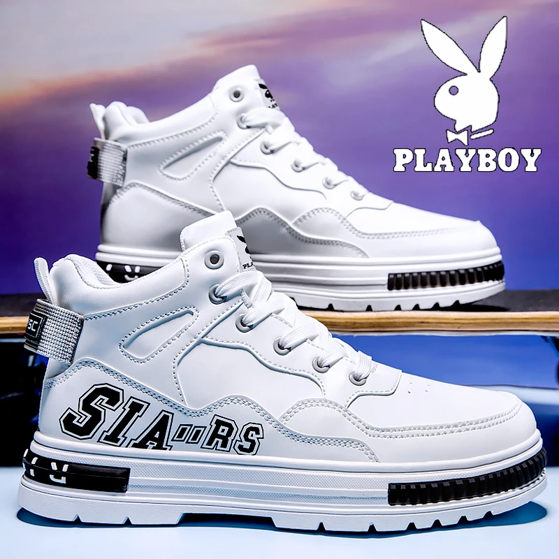 花花公子高帮马丁鞋2025新款秋季小白鞋男款时尚百搭耐磨马丁潮鞋
