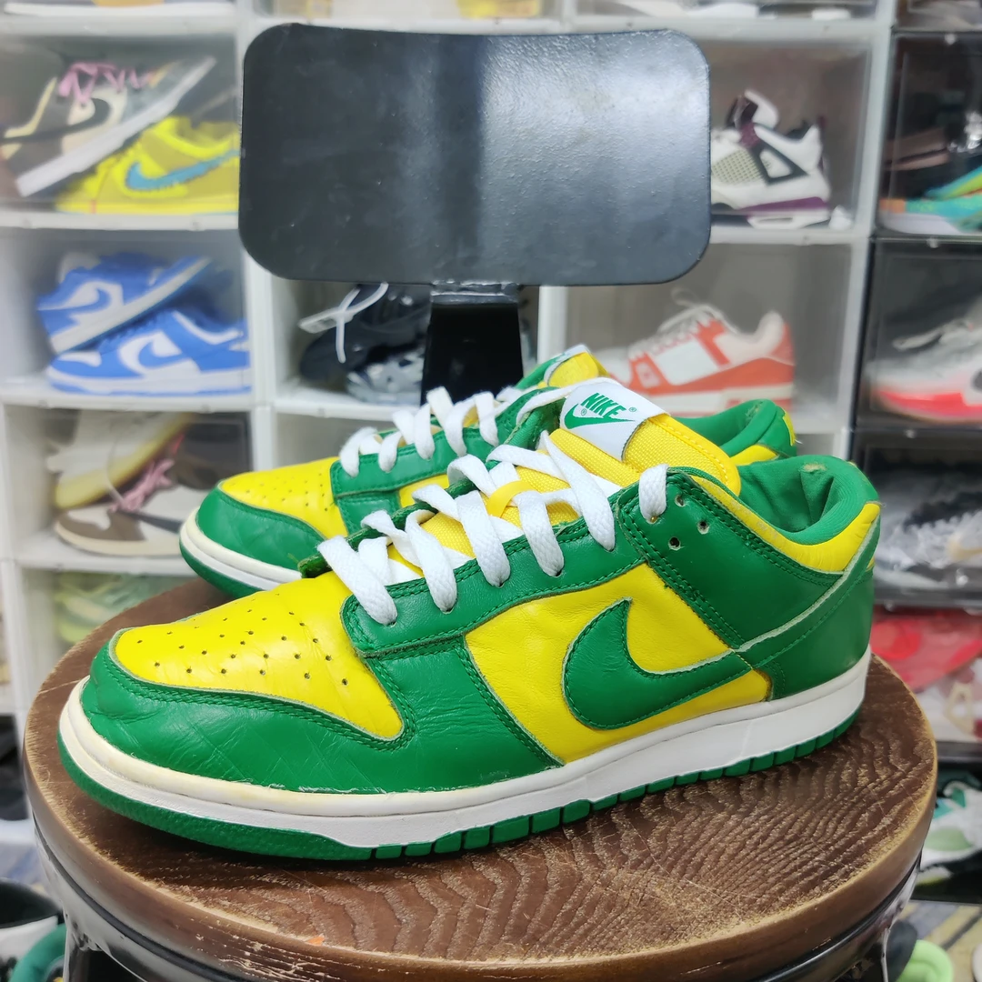 41码 9新 Nike dunk 巴西白绿色 配盒 篮球鞋黄绿