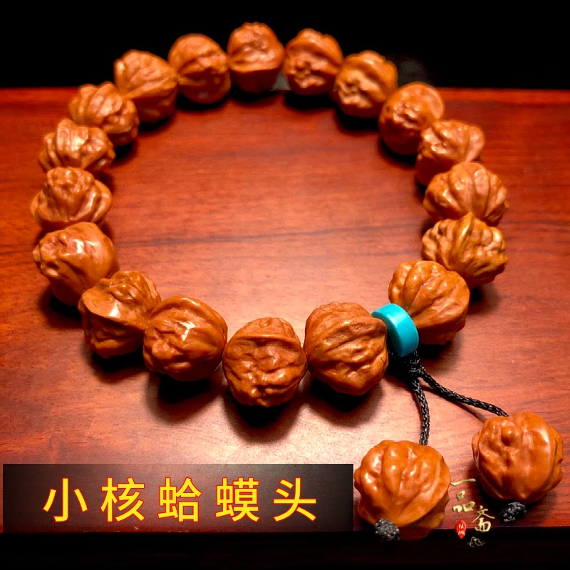 文玩核桃蛤蟆头手串男款盘玩精品高端龙纹桃核雕刻京八棱猴头光珠