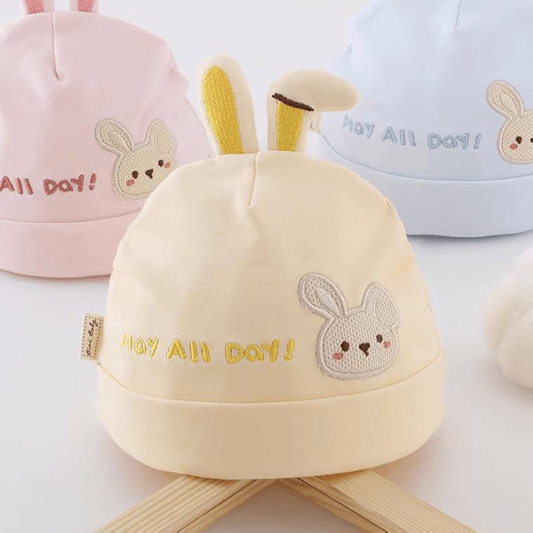 【玟悦】春秋季男女宝宝冬胎帽可爱兔子新生幼儿纯棉无骨套头秋冬