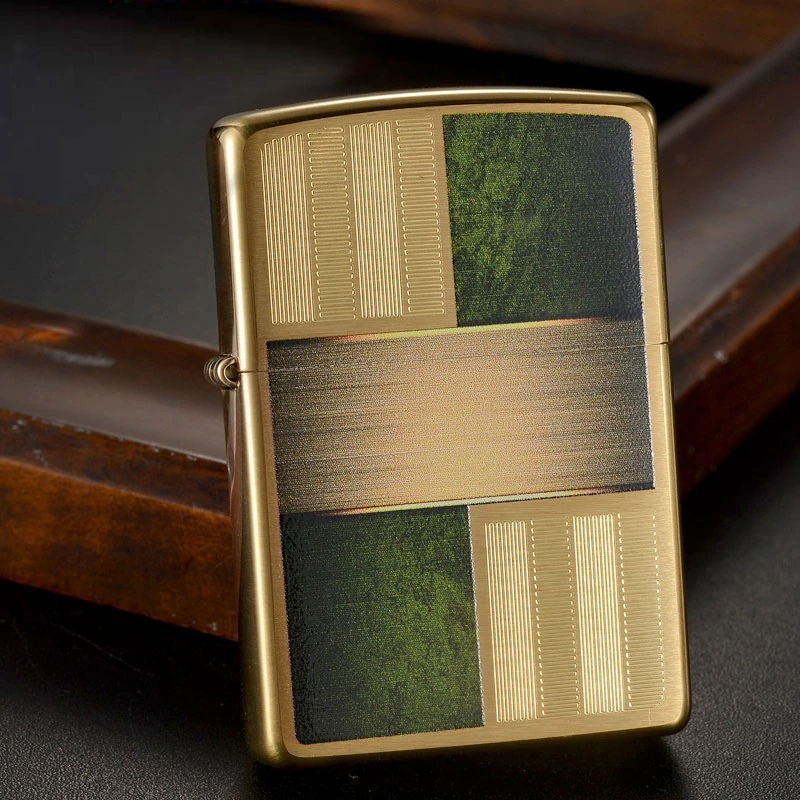 Zippo打火机28796德国几何设计 美版铜拉丝彩印 男士礼品生日礼物