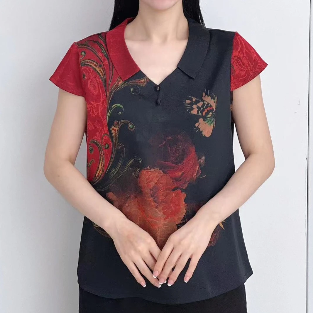 8198定位花云锦缎国风手工缝扣复古时尚妈妈装