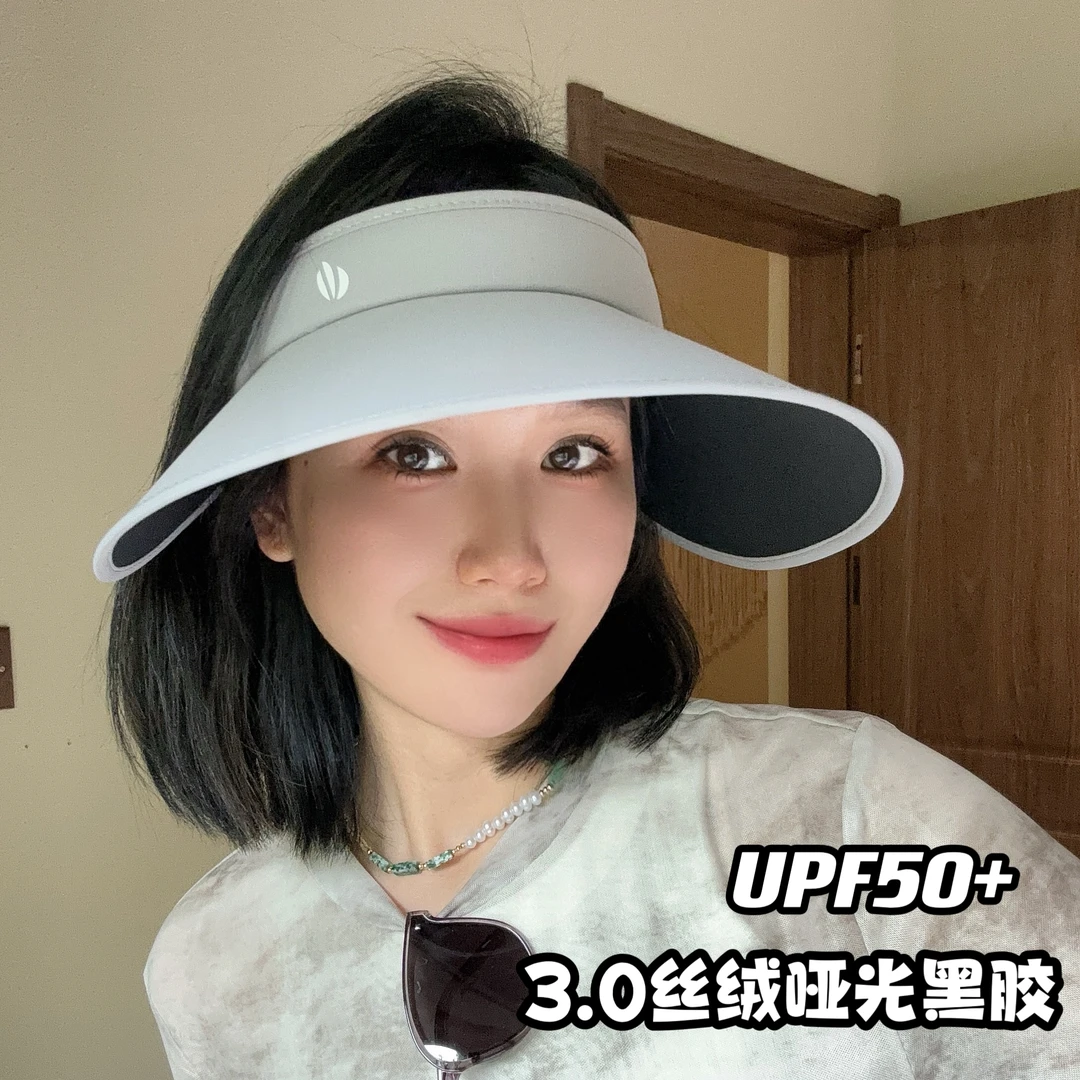 新升级3.0哑光丝绒雾面黑胶大檐防晒帽可折叠防紫外线空顶帽D3751