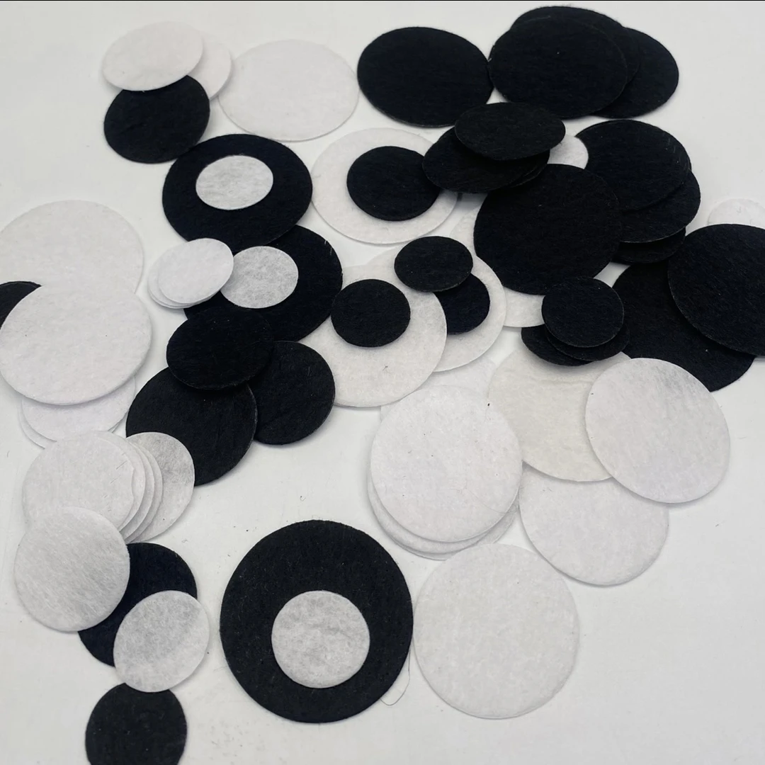 【小蚂蚁饰品】不织布黑色白色圆形发饰材料手工制作DIY
