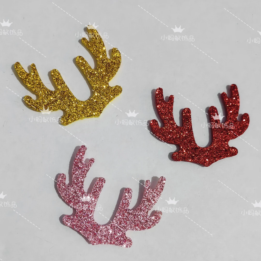 【小蚂蚁饰品】 鹿角闪粉 diy古风儿童发饰对夹配件