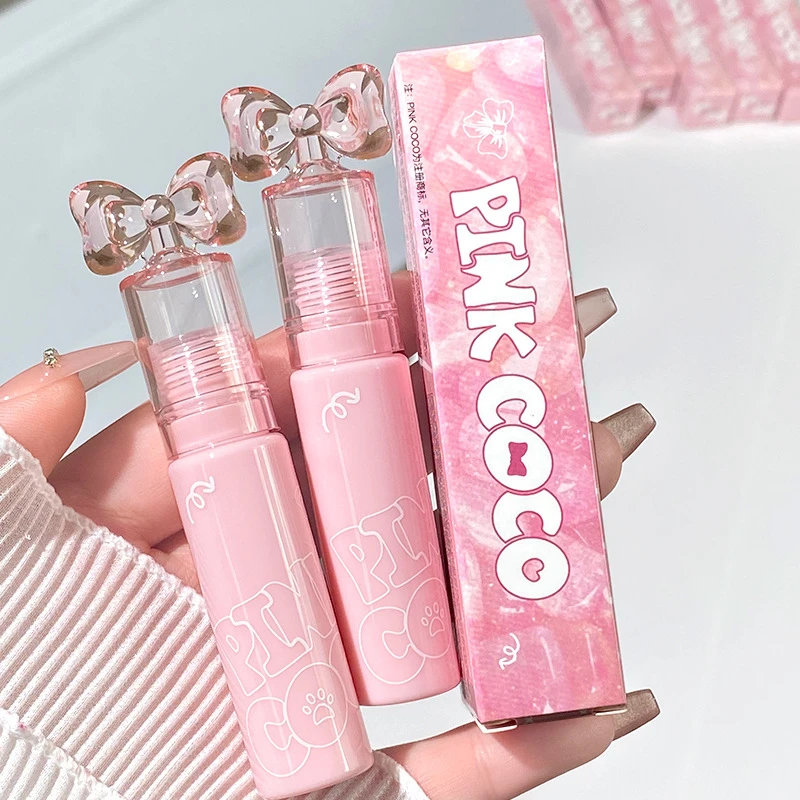 蝴蝶结水漾镜面唇釉显白口红液滋润成膜不沾杯丝绒雾面哑光唇纱感