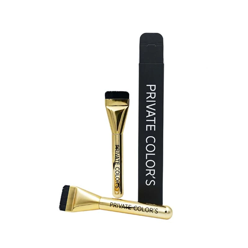 PRIVATE COLOR`S粉底刷金色一字型扁平头刷新手粉底液无痕化妆刷