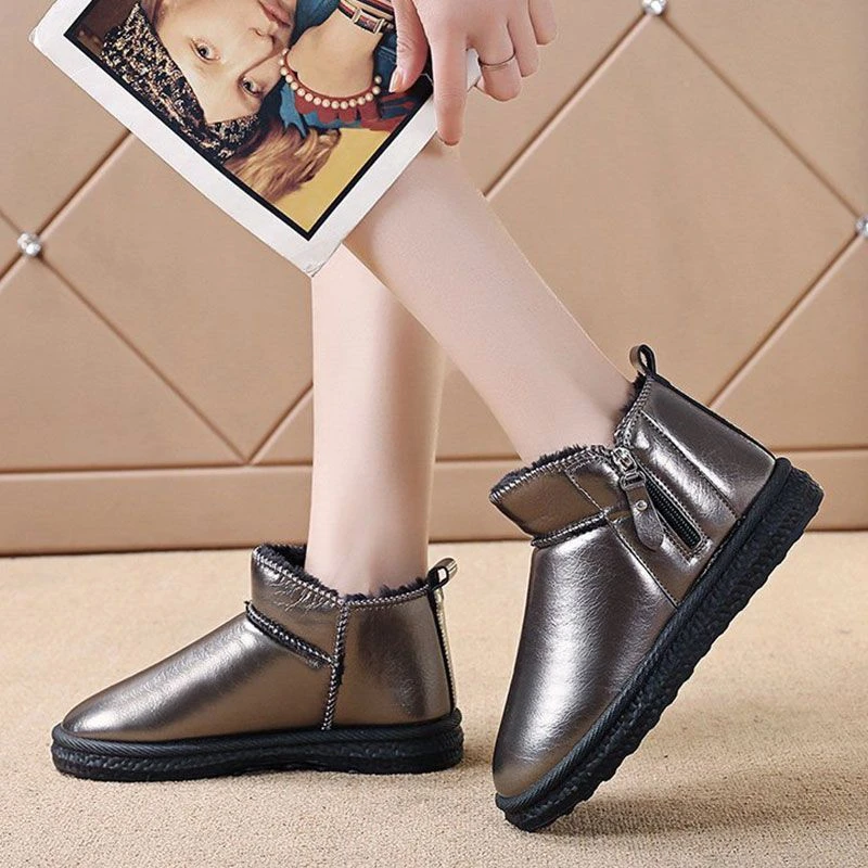 回力潮品女鞋雪地靴女2023新款冬季加绒加厚棉鞋皮面防水防滑保暖