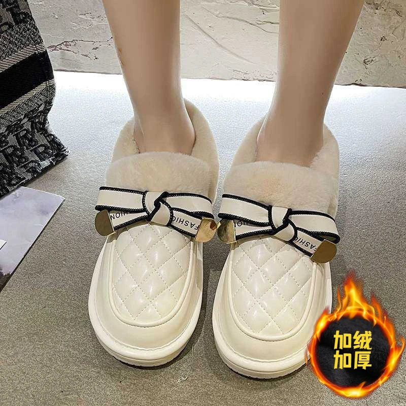 回力潮品女鞋踩屎感孕妇加绒软棉鞋女款冬季防滑一脚蹬懒人豆豆鞋