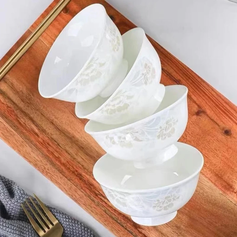 4个装  雅清6英寸高脚面碗 景德镇骨质瓷餐具