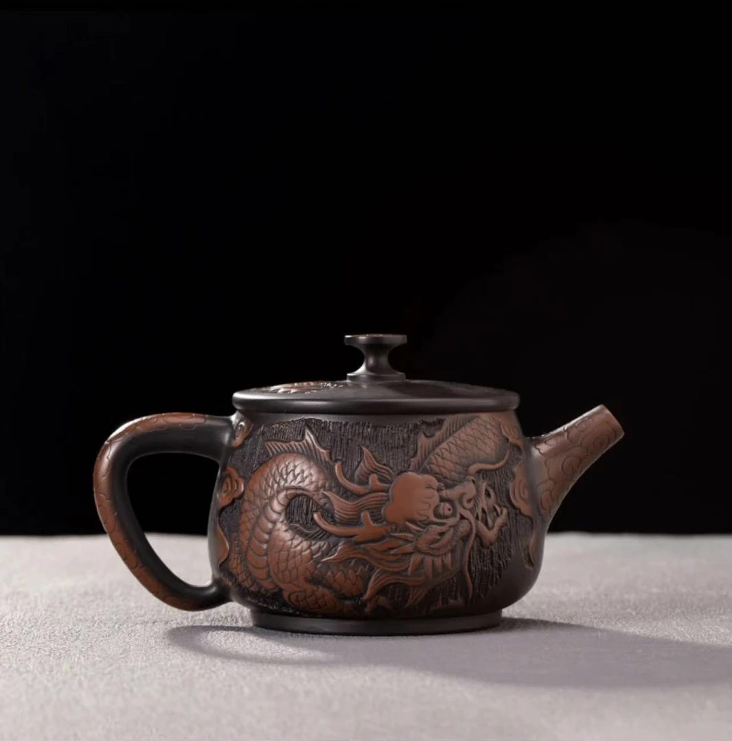 原矿云南建水紫陶壶精工单龙汗瓦全手工茶具