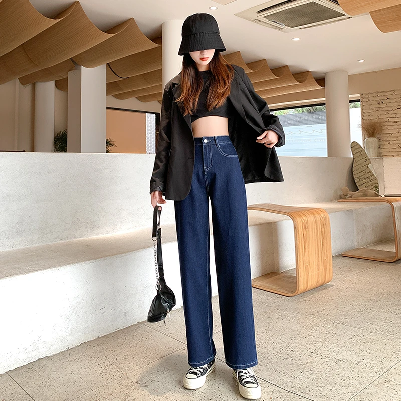 垂感牛仔裤女2024春秋设计感窄版直筒高腰显高显瘦宽松百搭拖地裤