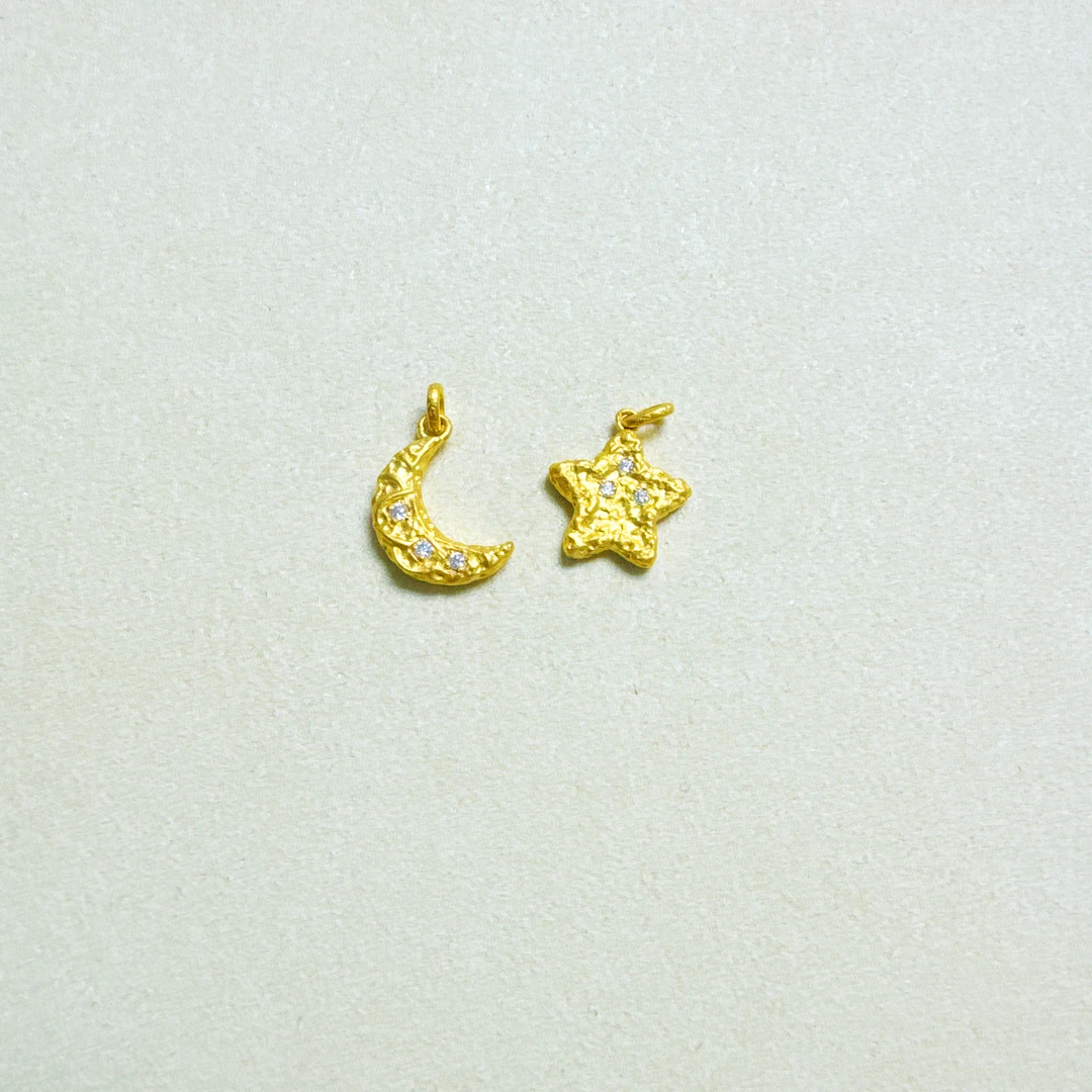 云珑珠宝甄选 足金999 月牙星星吊坠 多样性选择其一