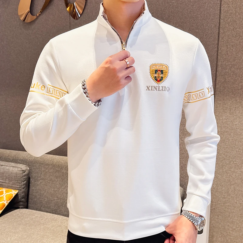 【品牌定制】2025新品太空棉金盾小蜜蜂刺绣立领卫衣拉链（总裁版）