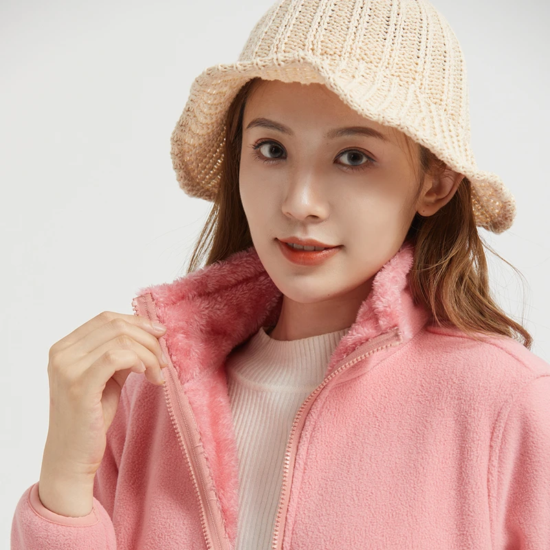 吉峰狼秋冬季户外上衣双面加绒保暖女士高领休闲居家百搭时尚外套