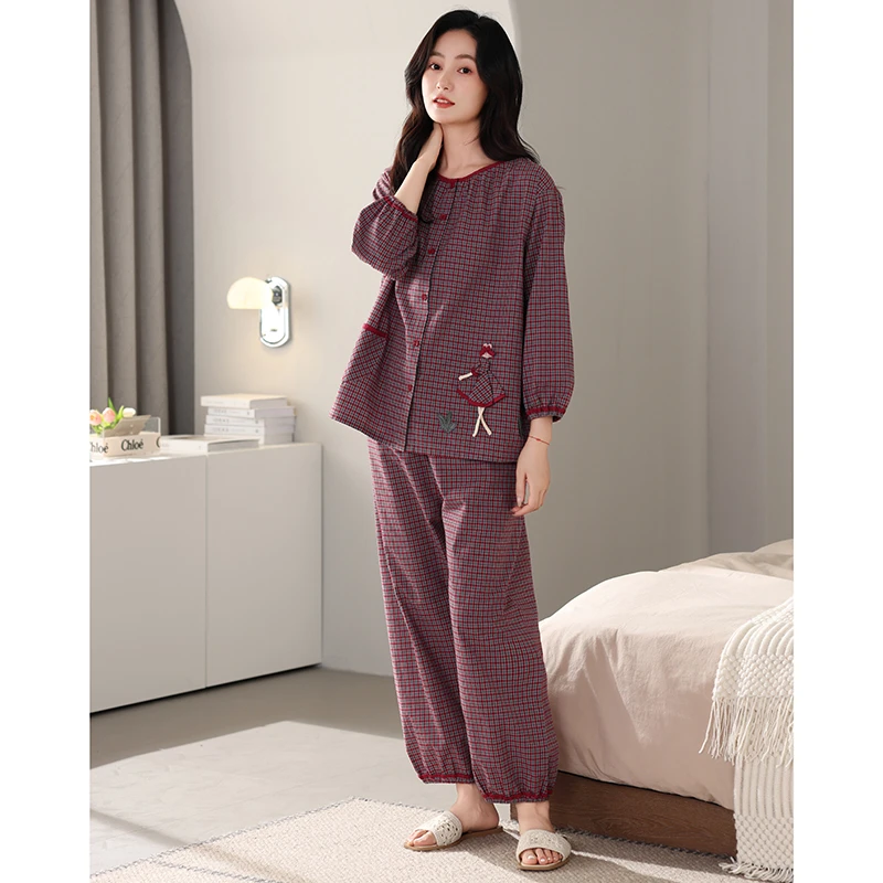 睡衣女款爆款2025新款出门款春秋长袖纯棉外出洋气女士套装家居服