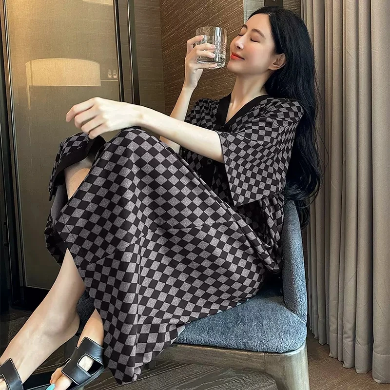 睡裙女夏季中长款睡衣莫代尔短袖大码夏天2025年新款高级感连衣裙