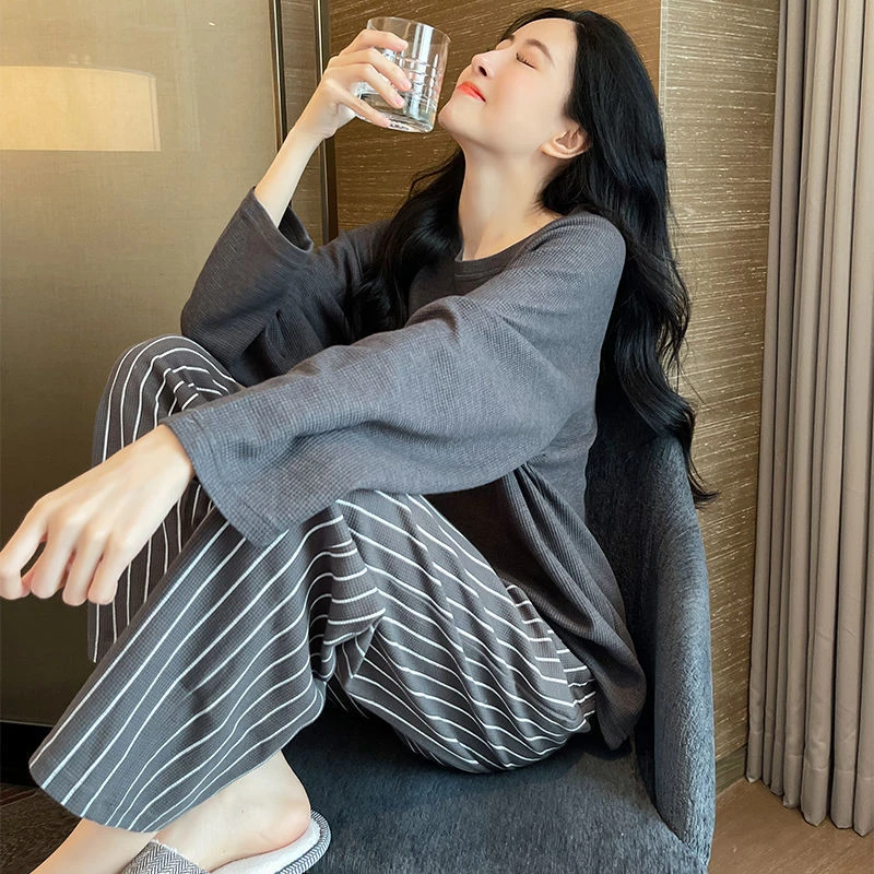 网红睡衣女春秋秋冬纯棉可外穿大码秋季长袖高颜值可外穿家居服女