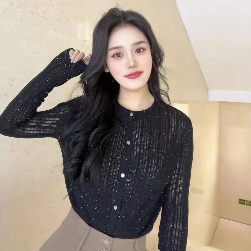 【商场同款】2024秋季镂空亮片针织开衫薄空调衫外套女上衣1499192