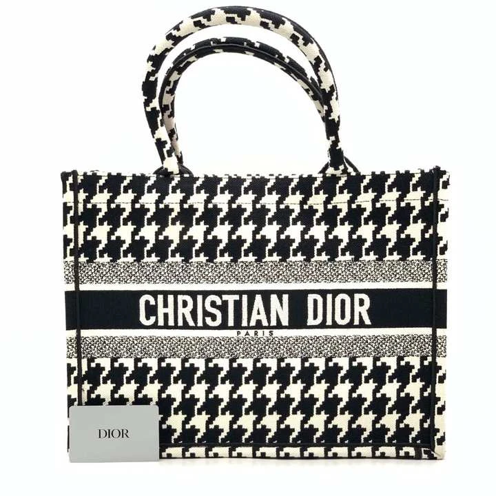 99新 DIOR/迪奥 牛奢网/迪奥黑色千鸟格托特/经典女士包