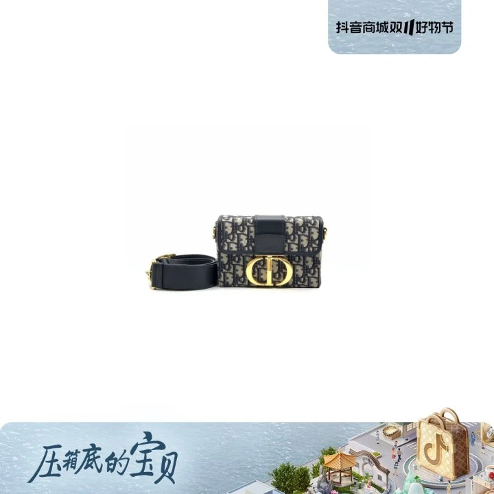 99新 DIOR/迪奥 牛奢网老花蒙田盒子/单肩百搭时尚女士