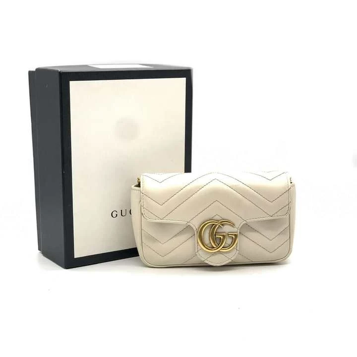99新 GUCCI/古驰 牛奢网/【安则专属】白金马蒙mini链条包/女士单肩