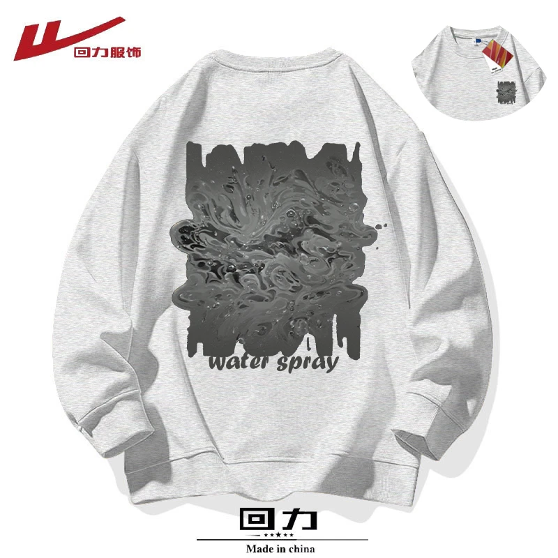 回力潮牌圆领套头卫衣男女款2024秋冬美式时尚宽松休闲运动上衣服