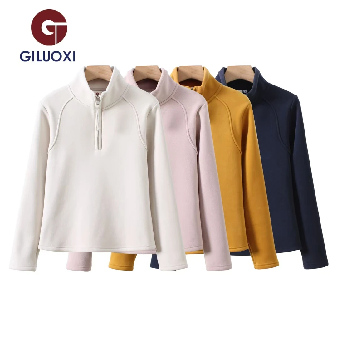 DY-【620克加厚绒】通勤拼接加绒加厚卫衣百搭保暖立领半拉链-0008