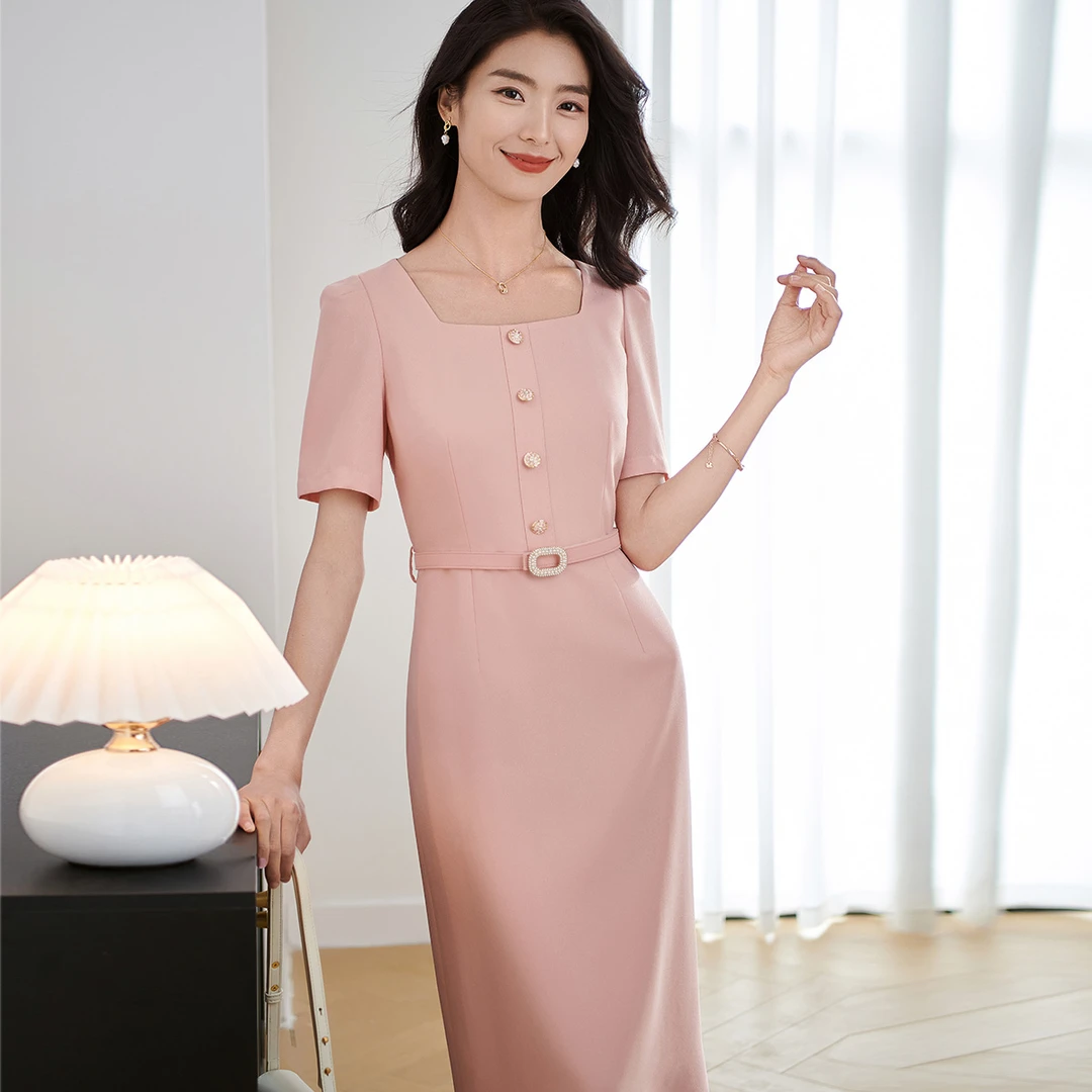 皖儿秋季新款时尚收腰通勤女装宴会修身优雅裙子女5Y24CL2886