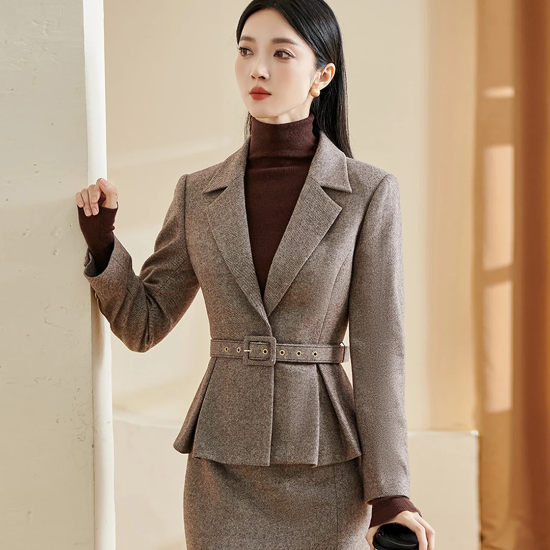 皖儿秋季气质女神范修身时尚休闲通勤职业长袖西装外套5Y23CW2902