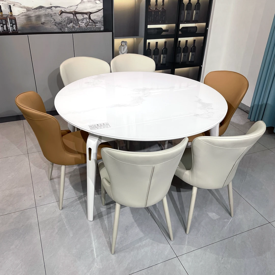 餐桌流晶石餐桌方圆两用餐桌可伸缩餐桌家用餐桌饭桌现代简约餐桌