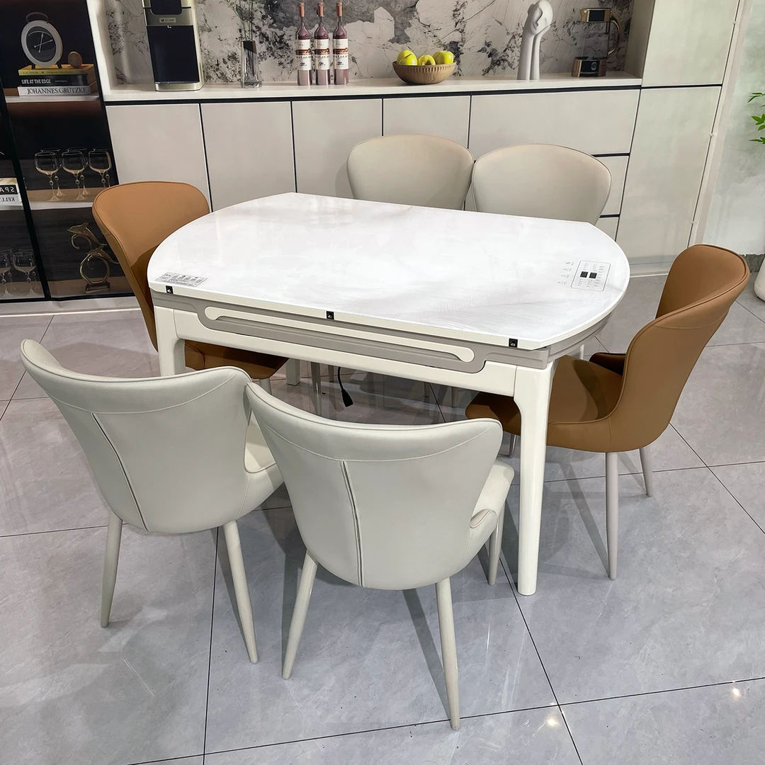 2025年新款多功能餐桌电磁炉暖菜一体餐桌可伸缩餐桌家用餐桌饭桌