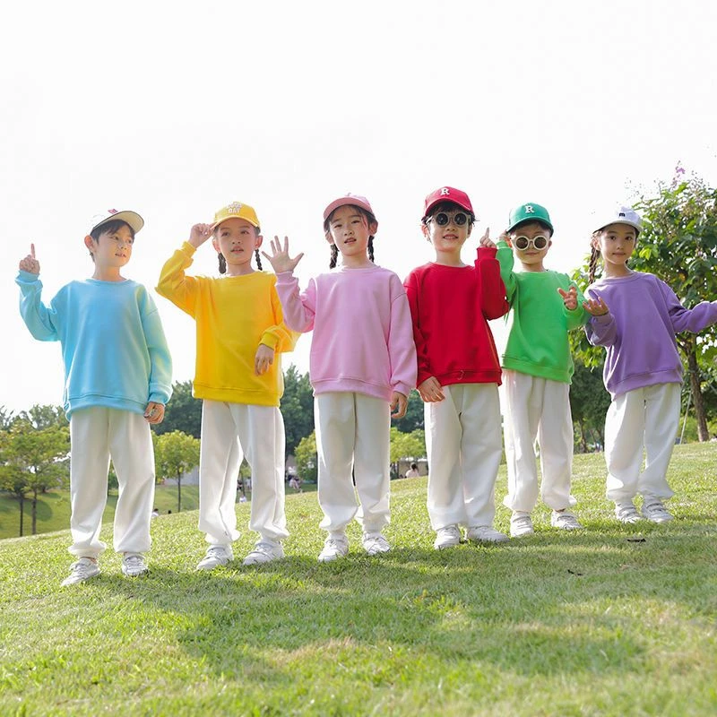 儿童啦啦队演出服糖果彩色卫衣中小学生运动会开幕式服装合唱班服