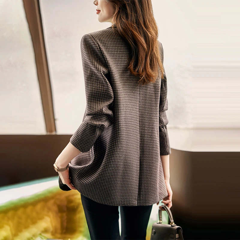千鸟格爆款西装外套女冬季加厚2025新款秋冬小个子休闲高端小西服