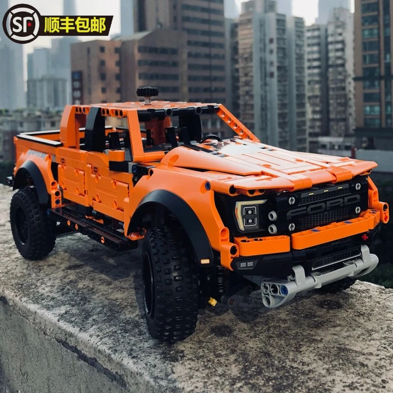 福特猛禽F150越野车皮卡遥控汽车积木拼装模型男孩益智玩具机械组