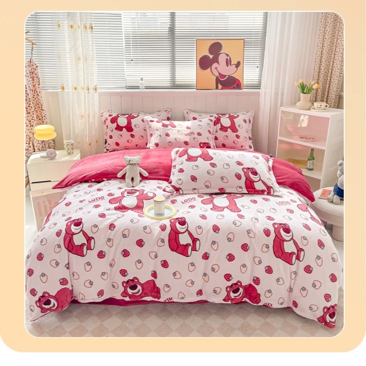 Disney/迪士尼2023新款加厚牛奶绒四件套双面绒被套宿舍床双人床