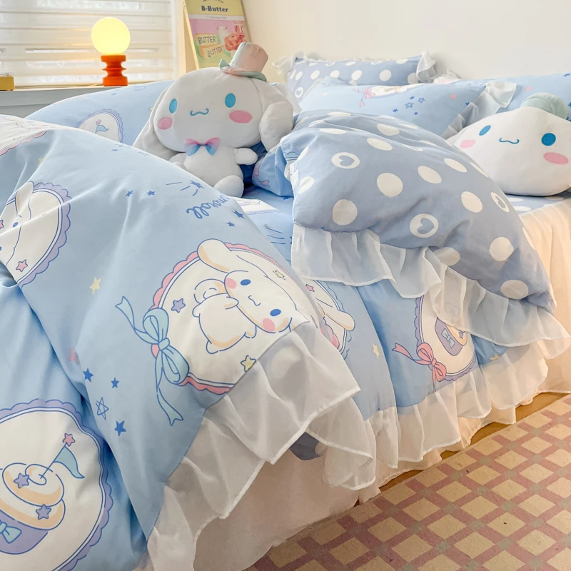 三丽鸥正版玉桂狗Kitty猫四件套100%纯棉被套床单女生宿舍三件套3