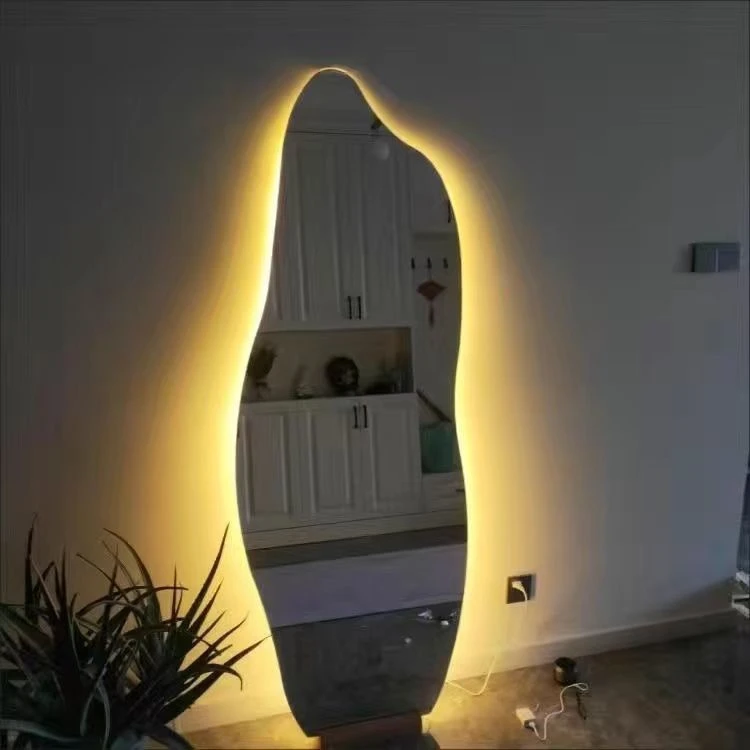 北欧风家用全身穿衣镜ins不规则镜子异形落地镜服装店试衣镜镜子