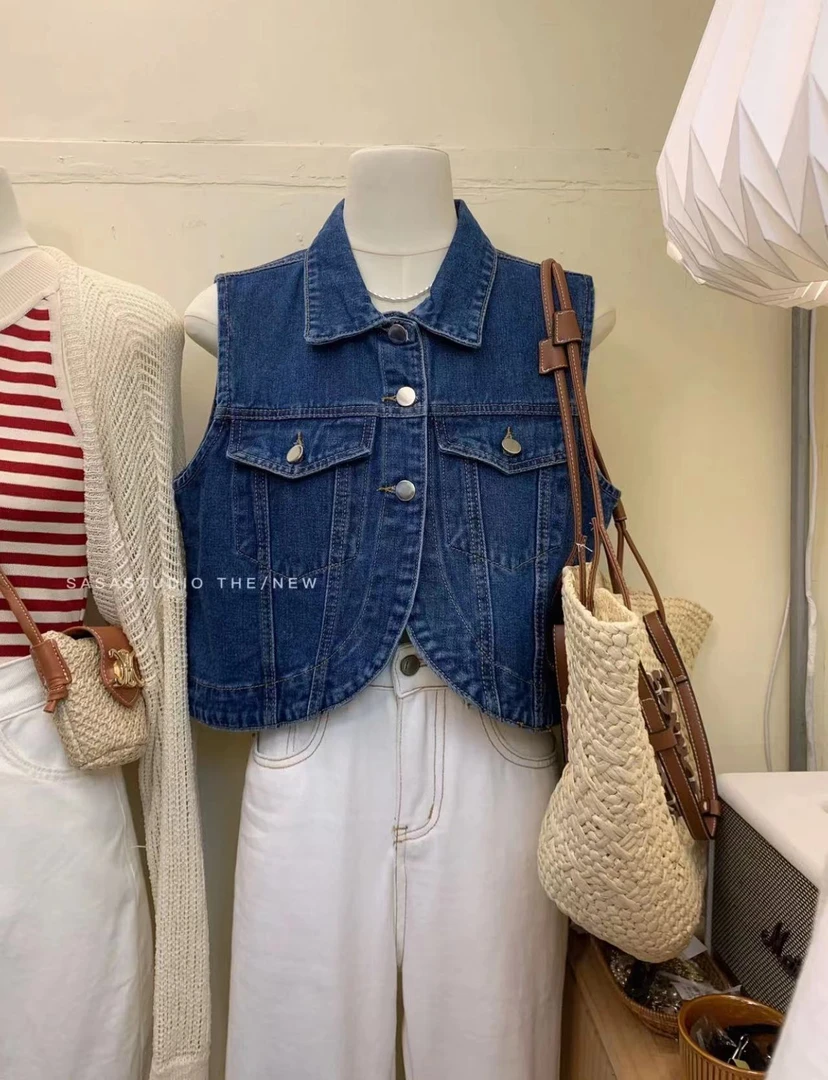 溜边   牛仔马甲