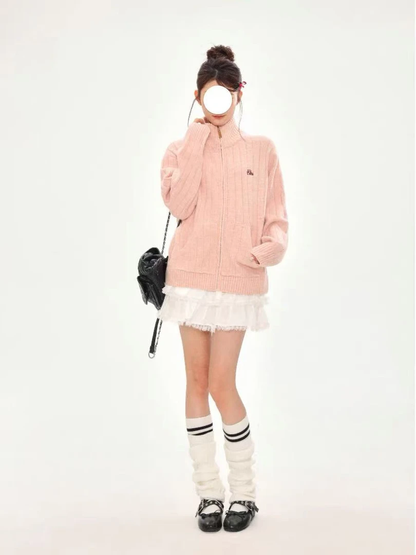 果汁 立领毛衣外套