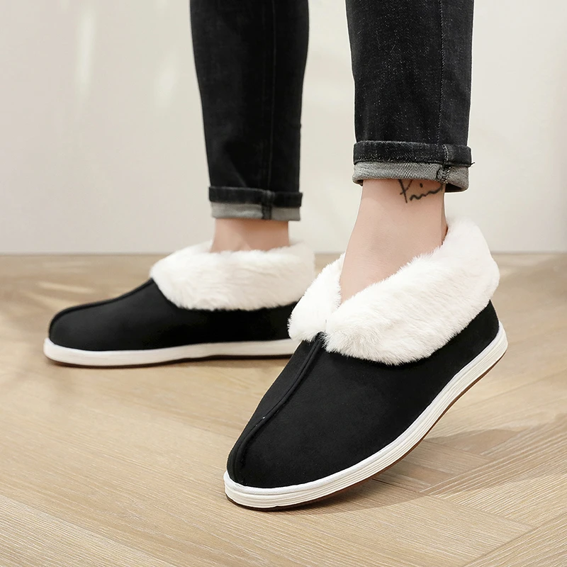 翻毛领【一鞋两穿】新中式老北京布鞋男棉鞋千层底冬季保暖鞋672377