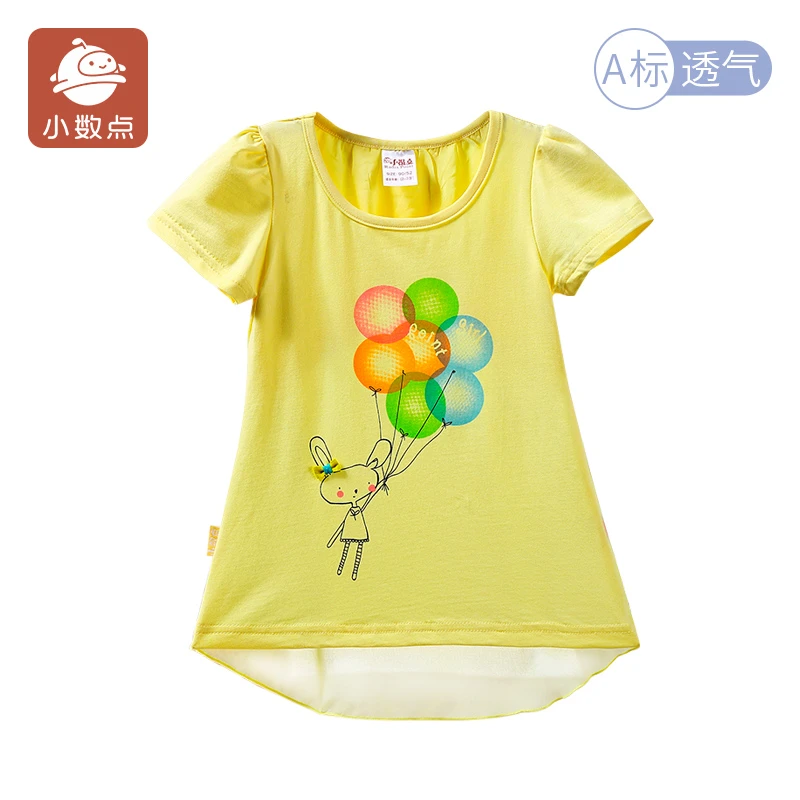 小数点童装女童t恤韩版夏季体恤童装卡通女童短袖儿童T恤宝宝上衣