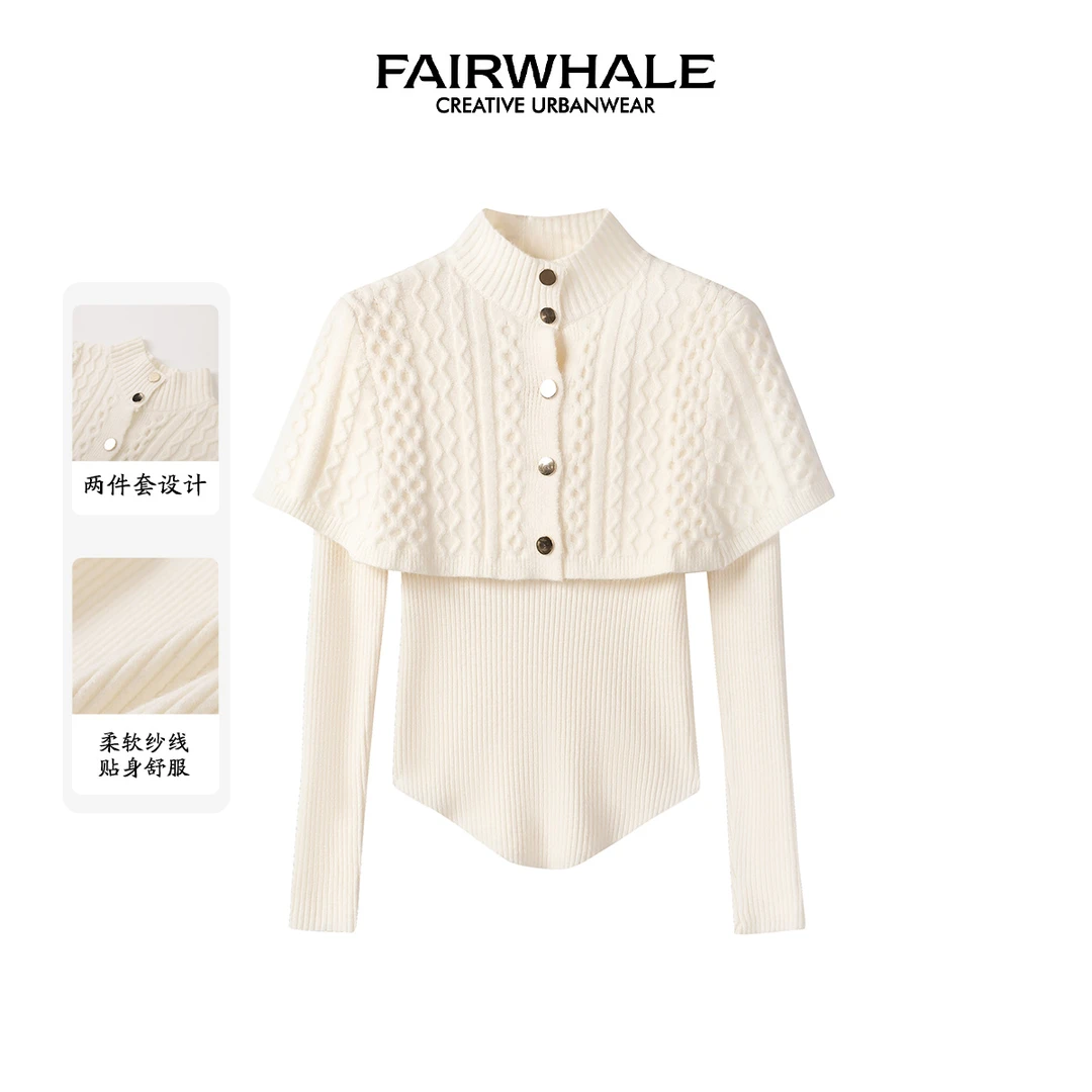 马克华菲女装V领气质显瘦针织衫休闲小众舒服秋季轻奢百搭贴身