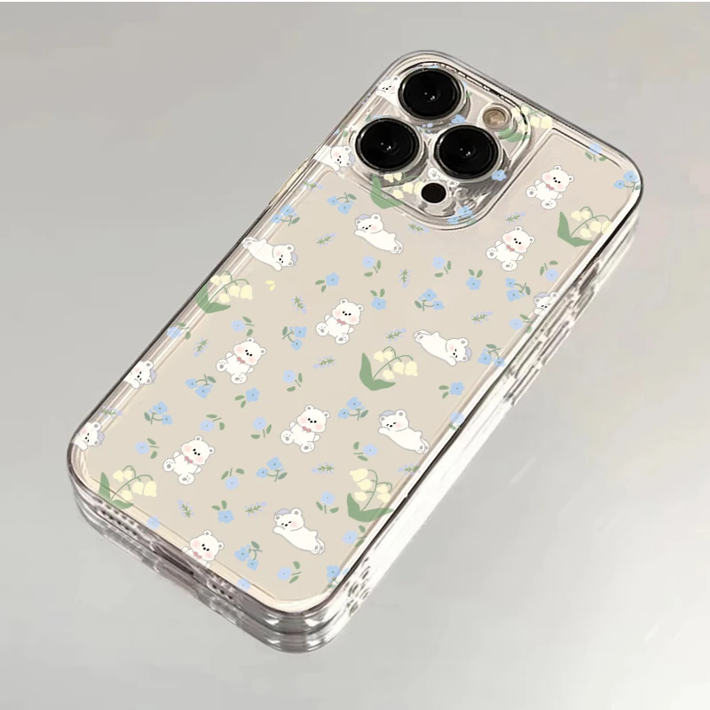 满屏鲜花小熊适用iPhone15/14/13手机壳苹果小米vivo华为oppo可爱