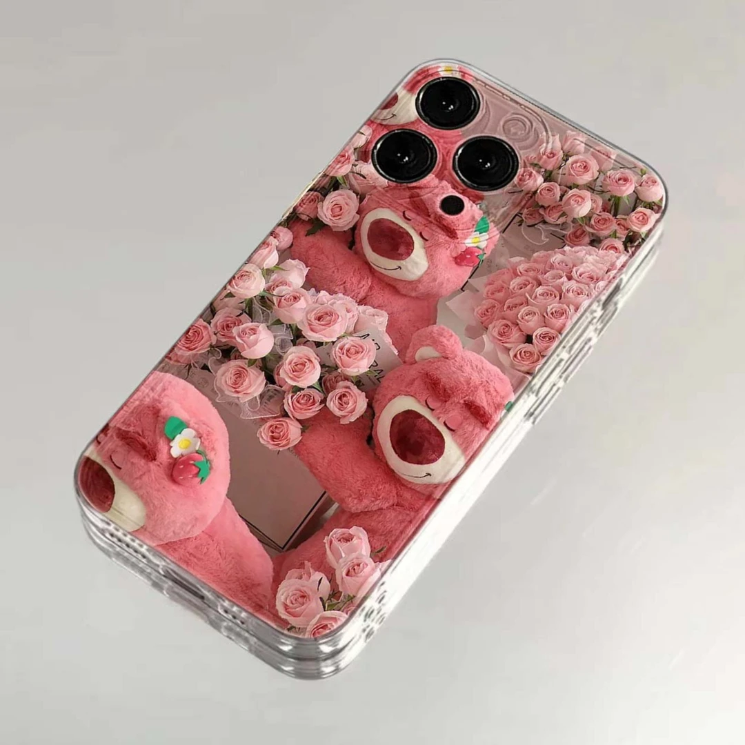 玫瑰草莓熊苹果小米oppovivo华为适用太空壳iPhone12/13/14手机壳