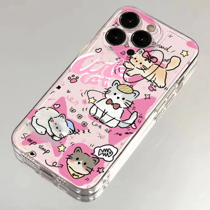 粉红困困小猫适用于iPhone15/14/13手机壳苹果小米vivo华为oppo软