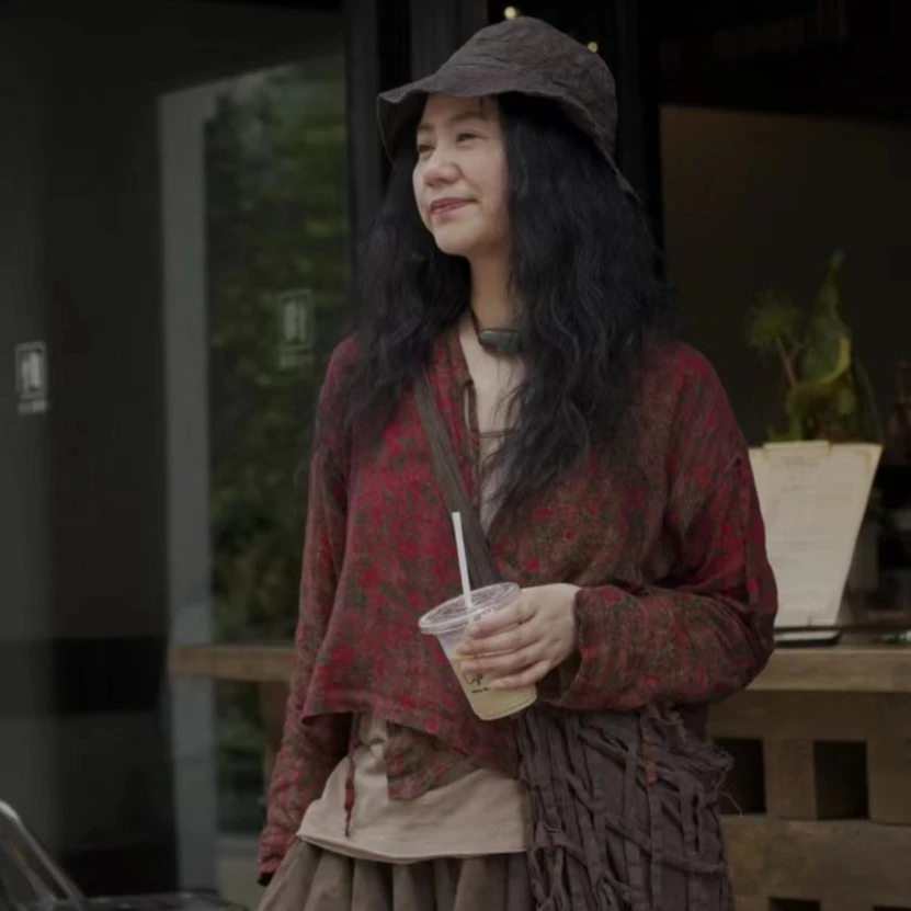 左岸迷香原创设计  果儿坊【衬衣】碎花衬衣斜襟系带外套 1013