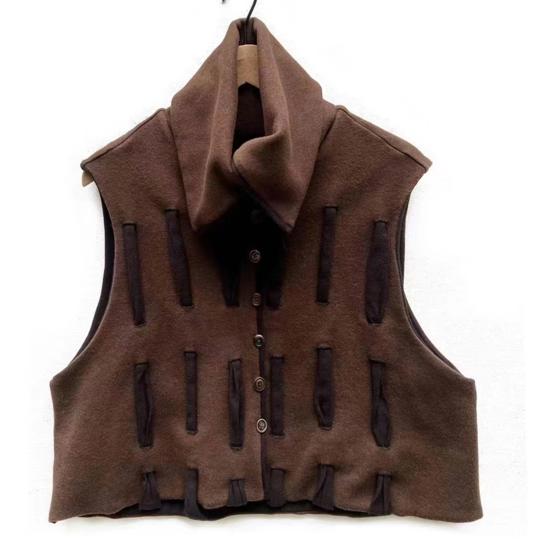 左岸迷香 果儿坊【马甲】针织马甲 时尚 休闲 卡其色 百搭 4002