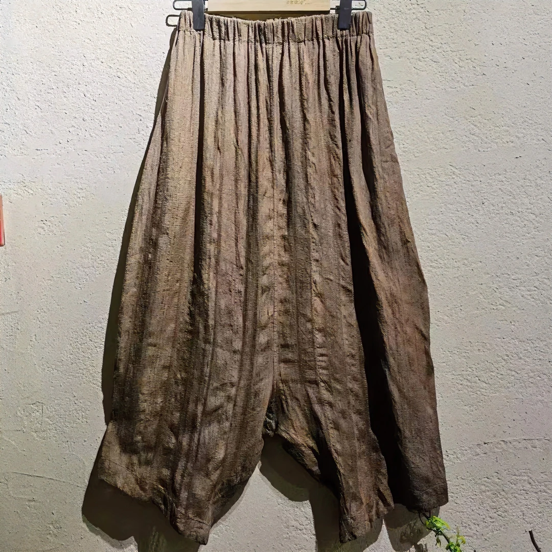 左岸迷香 果儿坊【袴裤】植物染 柞蚕丝 复古 休闲 袴裤 52844-1